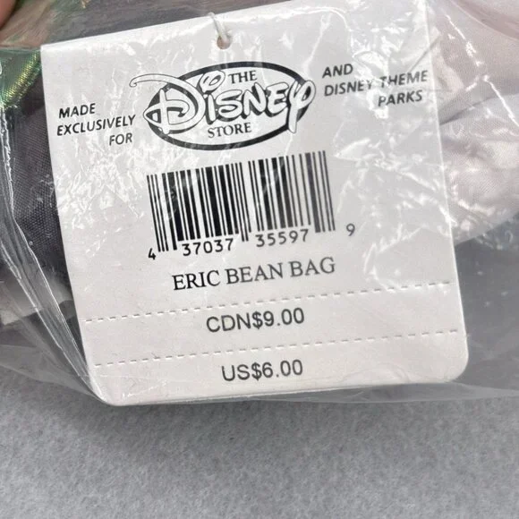 The Little Mermaid Ariel and Eric Plush The Disney Store Bean Bag 9" Stuffed Toy - Picture 7 of 8